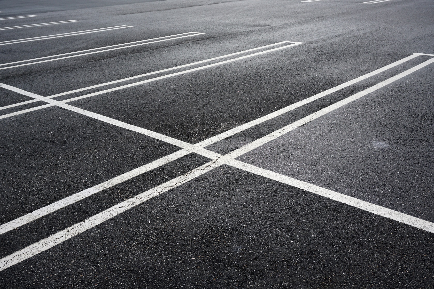 A newly paved and striped parking lot