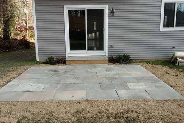 A concrete-paved patio