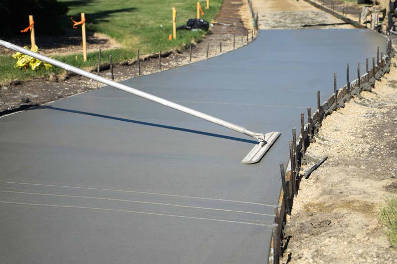 Freshly poured concrete path