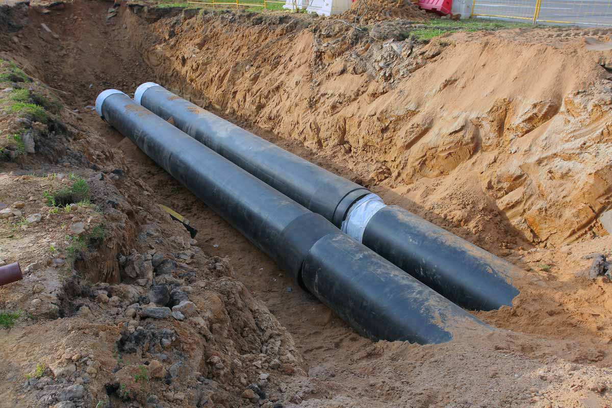 Newly dug trench for sewer line